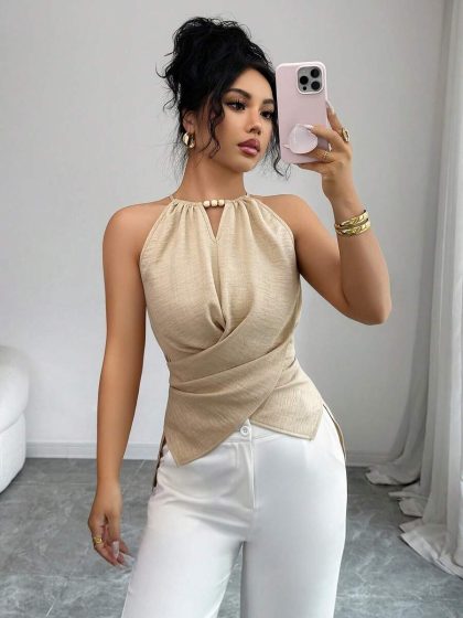 Elenzga Criss-Cross Wrap Tank Top