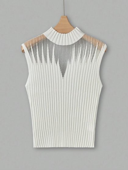 Franclia Sheer Striped Knit Top