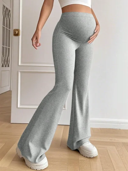 Women's Solid Color High Waist Stretch Daily Casual Maternity Flared Pants