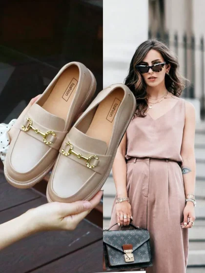 Women’s Metal Chain Slip-On Loafers (Retro Casual Flats)