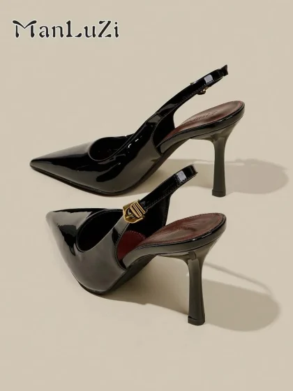 Women's Black Ankle Strap Heels