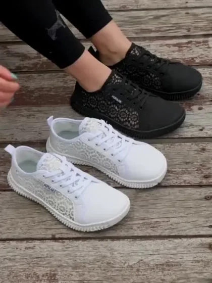 Women's Wide Fit Mesh Lace-Up Sneakers