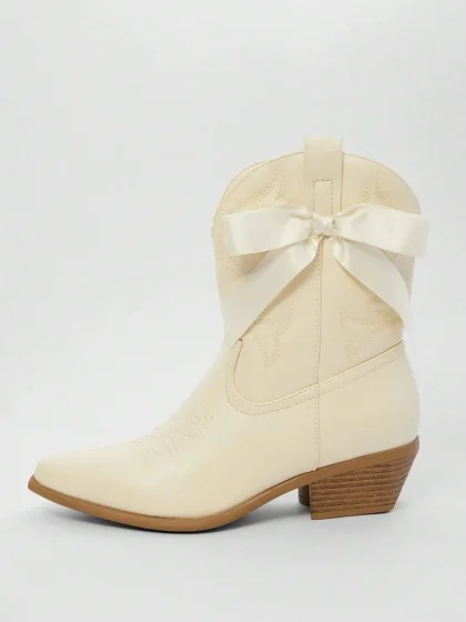Solezae Western Boots with Ribbon Bowknot