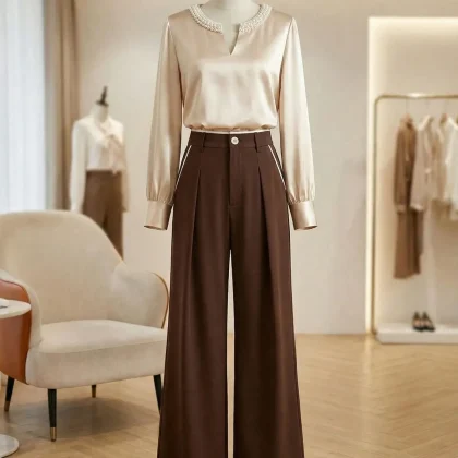 Franclia Elegant Pearl Satin Shirt