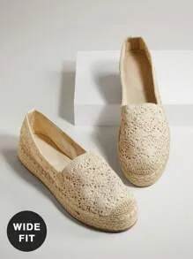 SHUZIA Wide-Fit Mesh Lace Casual Flats