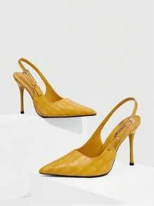 CUCCOO SZL Mustard Croc Heels
