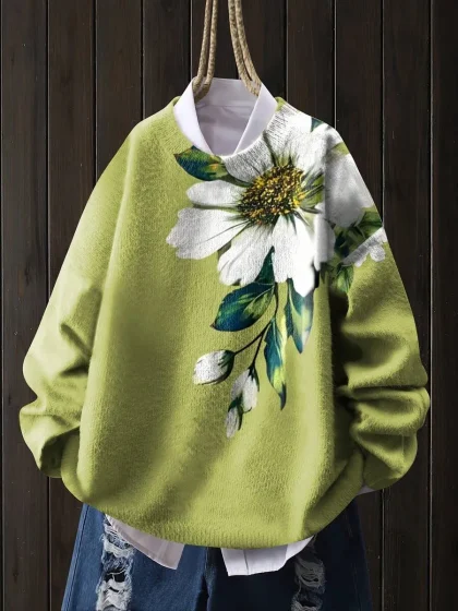 Women's Lightweight Floral Print Sweater