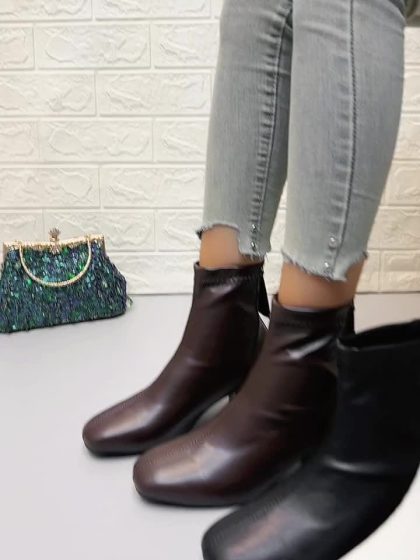 Women’s Brown Chunky-Heel Ankle Boots