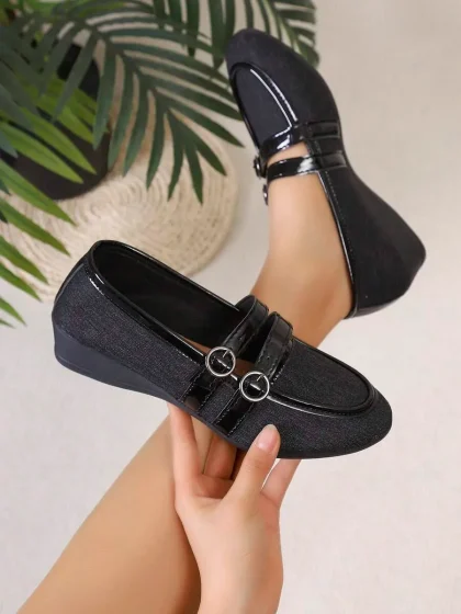 Preppy Double Buckle Flat Pumps