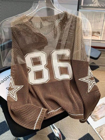 Oversized Digit Print Sweatshirt