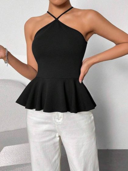 Firerie Halter Neck Ruffle Top