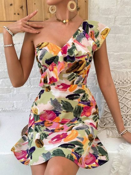 Breezaya Printed Ruffle Hem Dress