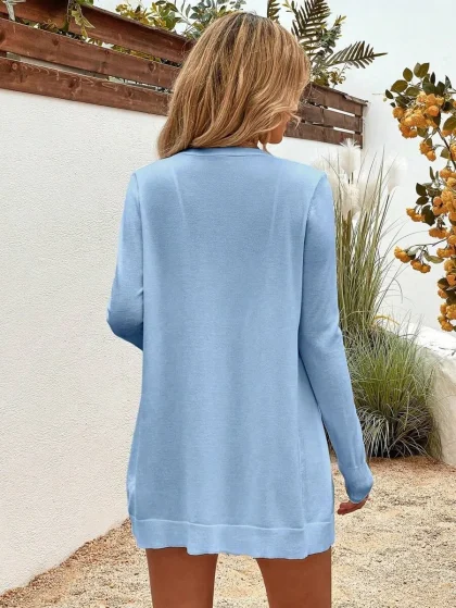 Breezaya Women's Solid Color Long Sleeve Cardigan