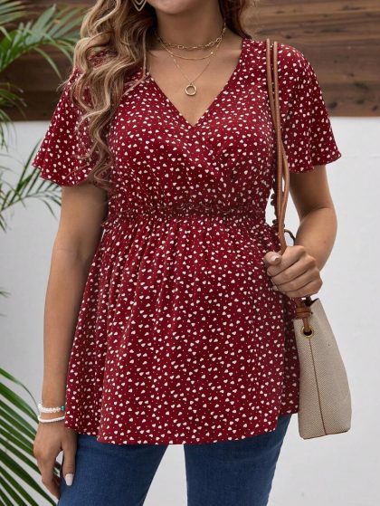 Floral V-Neck Nursing Shirt