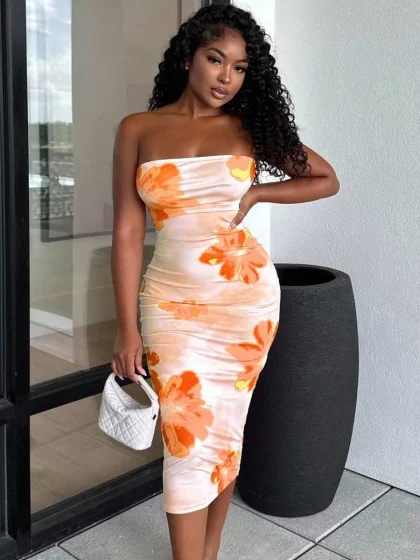 Alexandranx Floral Tube Bodycon Dress