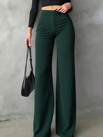 Elegant Straight-Leg Asymmetric Pants
