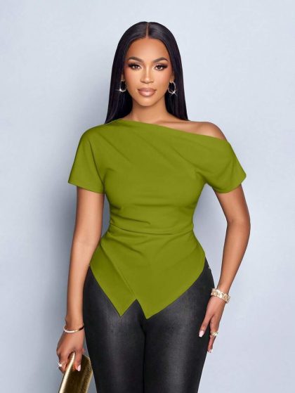 SOLERSUN Asymmetric Ruched T-Shirt