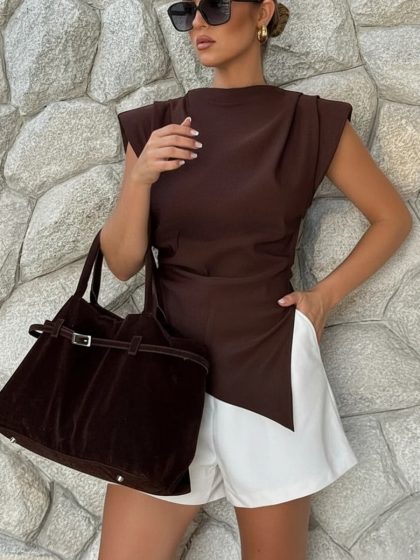 Women's Padded Shoulder Asymmetric Vest