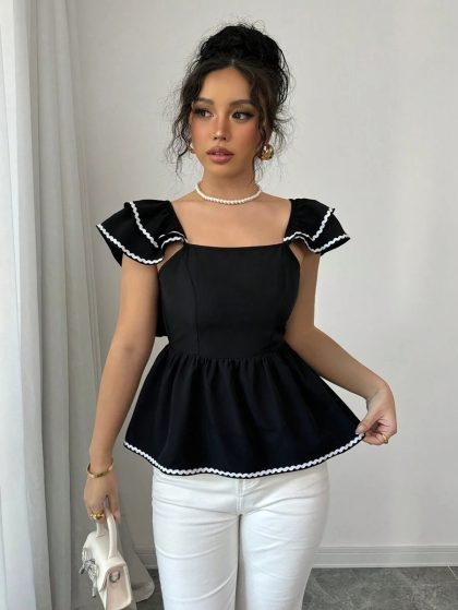 Elenzga Backless Contrast Shirt