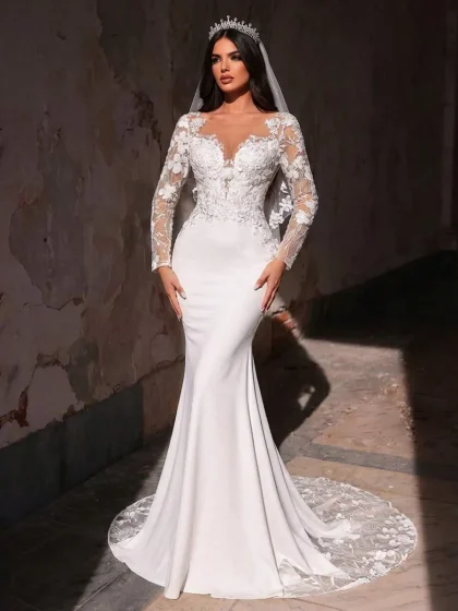 Glamrae Embroidered Lace Mermaid Maxi Dress