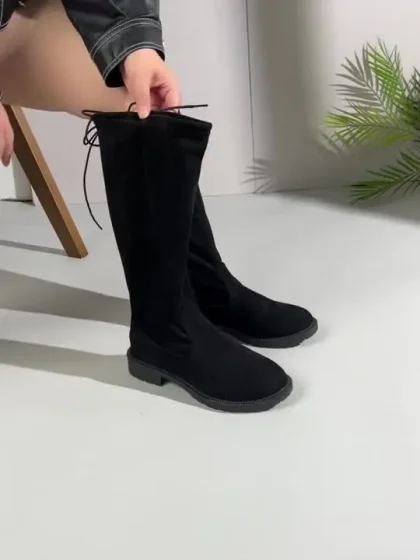 Wide-Calf Loose-Fit Knee-High Winter Boots for Women