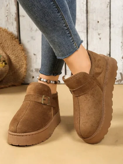 Bohemian Buckle Warm Fleece Winter Boots for Women
