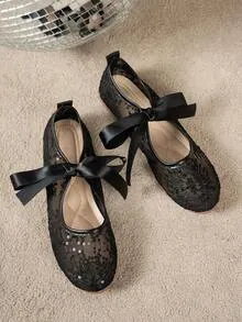 Elegant Floral Mesh Flats