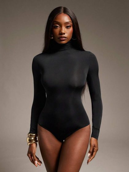 Sheer High Neck Long Sleeve Bodysuit