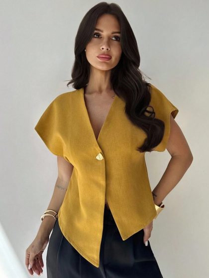 Batwing Sleeve Asymmetric Hem Blouse