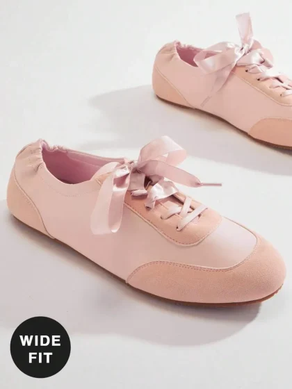 Solezae Wide-Fit Lace-Up Ballet Sneakers