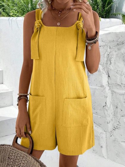 Dual Pocket Overall Romper