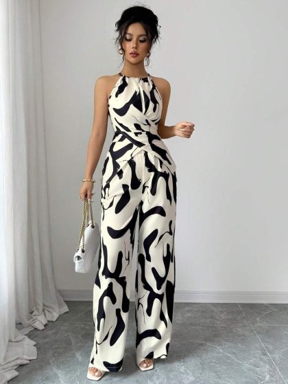 Pleated Printed Camisole Set