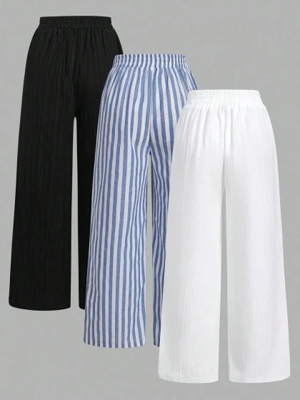 3pcs Set Black & White Striped Nautical Style Women