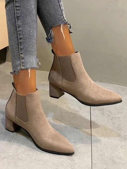 Women's 2025 Khaki Suede Ankle Boots