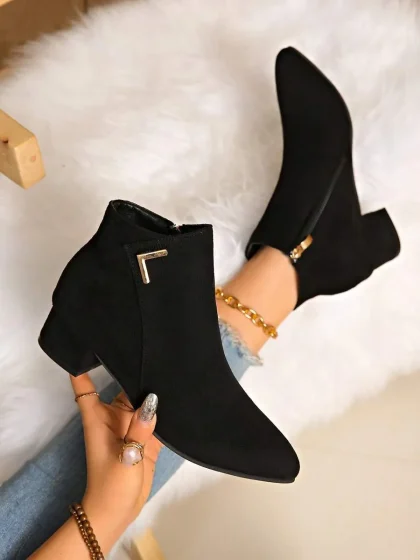 Women’s Suede Chunky-Heel Ankle Boots